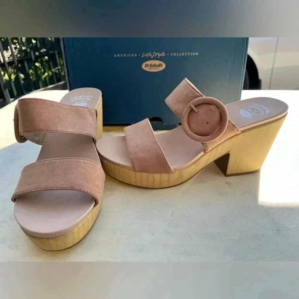 DR. SCHOLL'S BAYSIDE WOMENS OPEN TOE CUSHIONED FOOTBED PLATFORM SANDALS